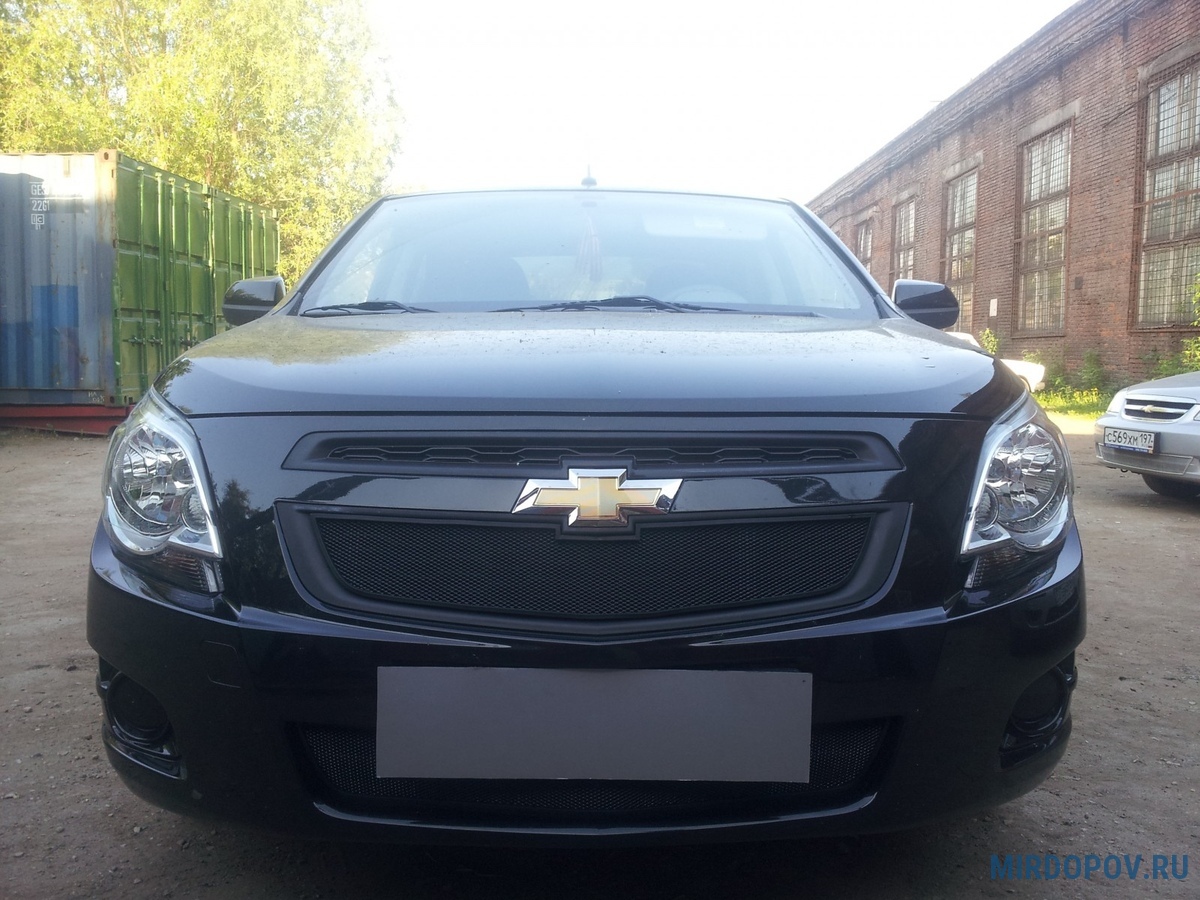 Защита радиатора черная нижняя Chevrolet Cobalt (2013-2019) №  CHCOB.bot.black - купить по лучшей цене на mirdopov.ru