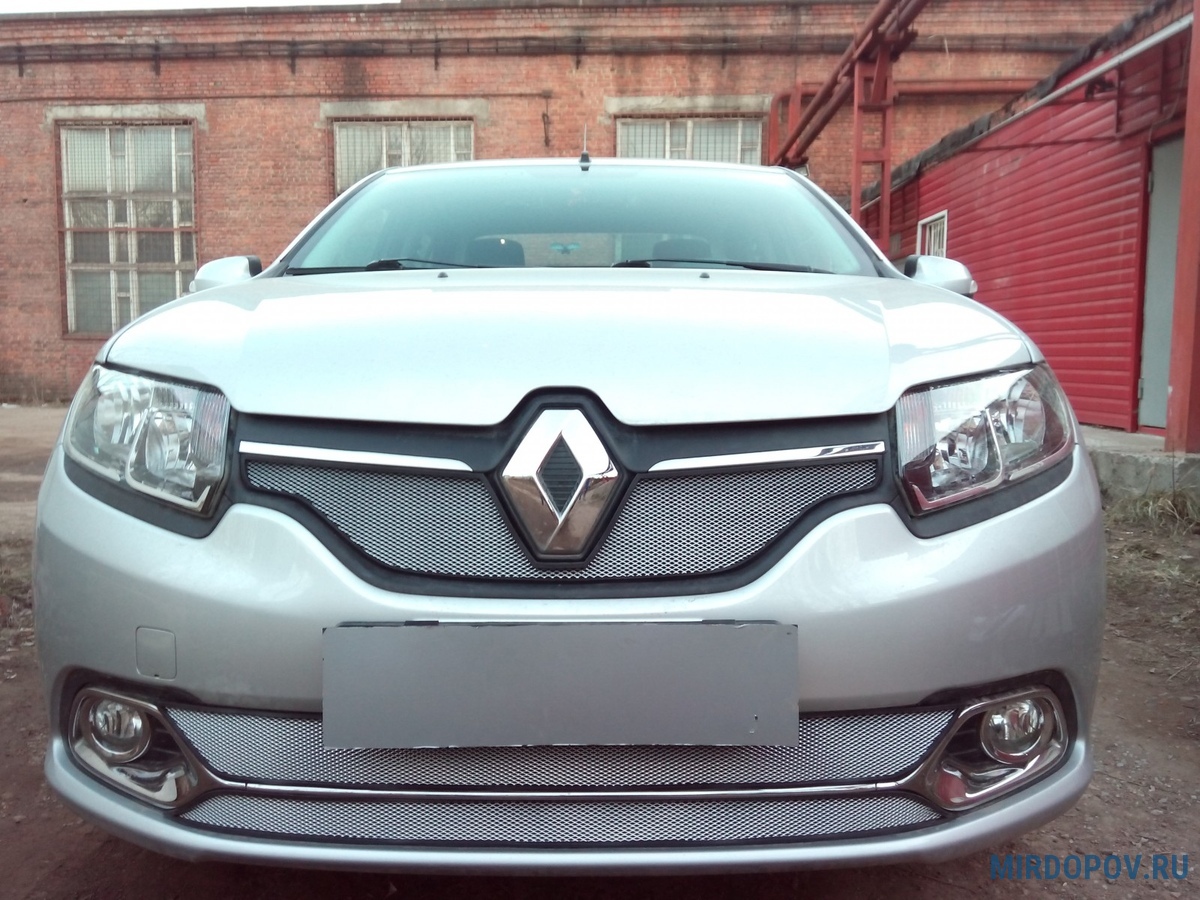 Защита радиатора хром нижняя Renault Logan (Privilege, Luxe) (2014-2019) №  RLOG14.LUX.bot.chrome - купить по лучшей цене на mirdopov.ru