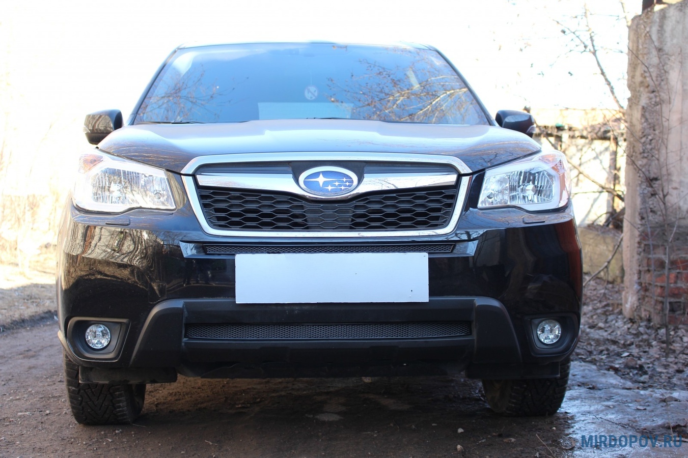 Защита радиатора Premium черная центральная Subaru Forester (2015-2019) №  SUBFOR16.PREMIUM.mid.black - купить по лучшей цене на mirdopov.ru